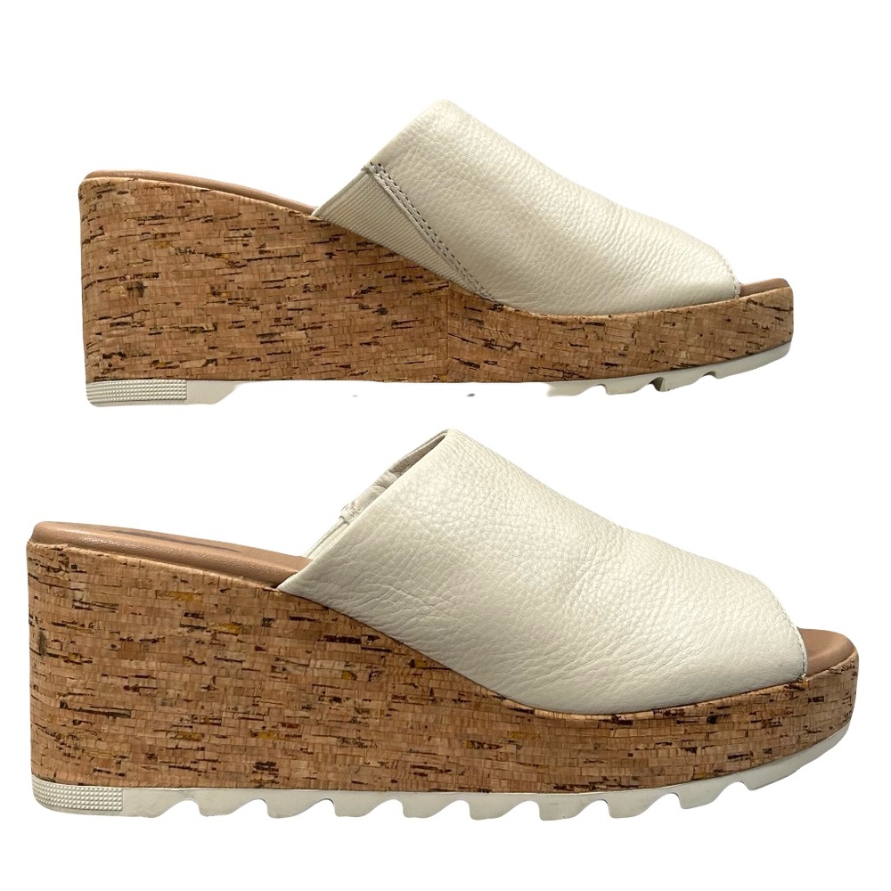 Sorel Cameron Wedge Chalk White Cork Wedge Mule Sandal Size 8.5 - Picture 2 of 11